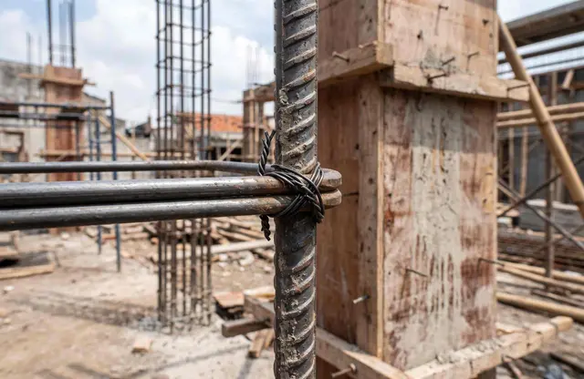 Aplikasi besi beton 8mm yang dirakit menjadi tulangan sengkang atau begel kolom