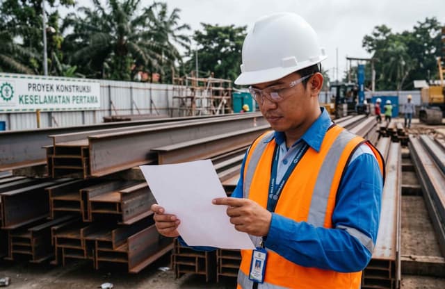 Proses verifikasi dokumen Mill Test Certificate (MTC) baja struktural