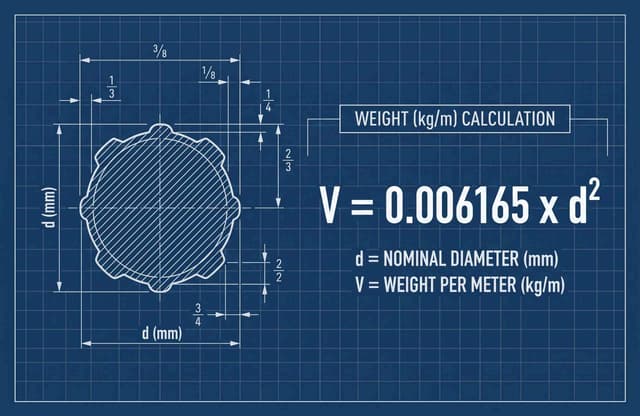 Diagram teknis rumus praktis berat besi beton per meter lari